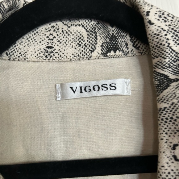 Vigoss faux snakeskin cotton distressed‎ hem cropped denim jacket medium - Picture 5 of 9